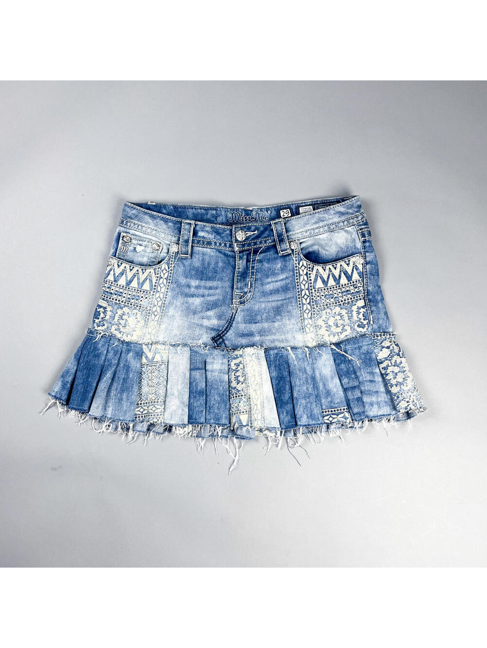 Y2K Low Rise Denim Mini Skirt – Upcycled Jean Skirt Asymmetrical Festival Outfit